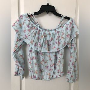 NWT Blue Floral Off Shoulder Top